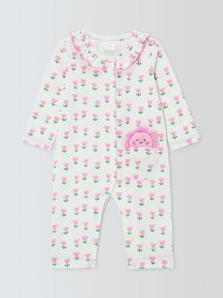 John Lewis Baby Floral Romper & Flower Soft Toy, White Multi, White Multi