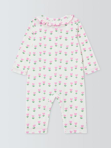 John Lewis Baby Floral Romper & Flower Soft Toy, White Multi - view 2, White Multi
