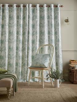 Laura Ashley Tuileries Pair Blackout Lined Eyelet Curtains, Dark Sage - view 2, Dark Sage