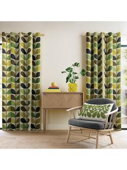 Orla Kiely Multi Stem Pair Lined Eyelet Curtains, Fern-ochre, Fern-ochre