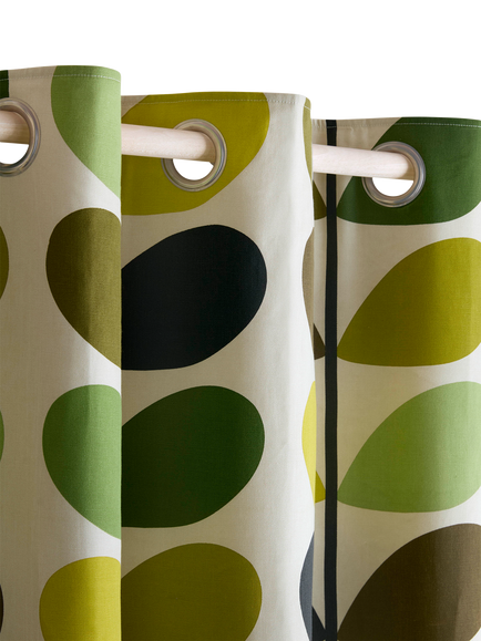 Orla Kiely Multi Stem Pair Lined Eyelet Curtains, Fern-ochre - view 2, Fern-ochre