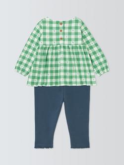 John Lewis Baby Apple Gingham Smock Top & Leggings Set, Multi - view 2, Multi