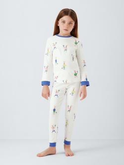 John Lewis Kids' Tennis Bunnies & Stripes Pyjamas, Pack of 2, White Multi - view 2, White Multi