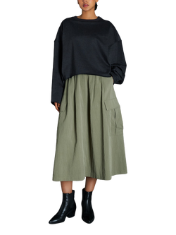 EAST 42ND Organic Cotton Long Sleeve Round Neck Oversized Sweatshirt - view 2, Washed Black