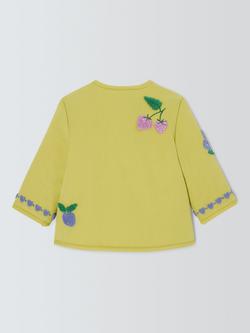 John Lewis Baby Embroidered Statement Cotton Twill Jacket, Green - view 2, Green
