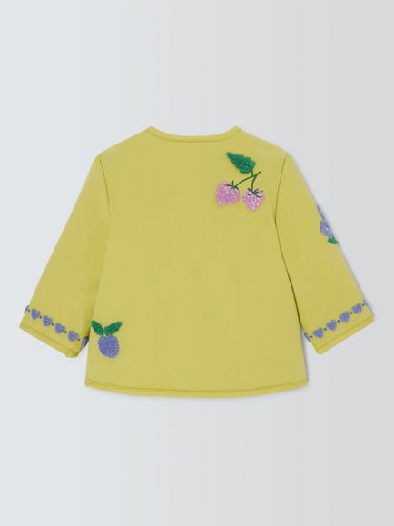 John Lewis Baby Embroidered Statement Cotton Twill Jacket, Green - view 2, Green