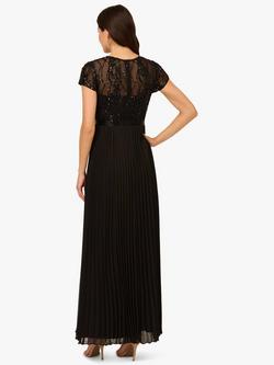 Adrianna Papell Beaded Pleated Maxi Dress, Black - view 2, Black
