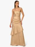 Adrianna Papell Foil Woven Strapless Dress, Light Gold