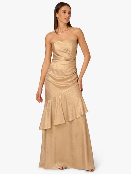 Adrianna by Adrianna Papell Foil Woven Strapless Dress, Light Gold, Light Gold