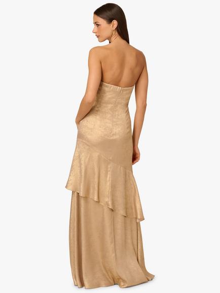 Adrianna by Adrianna Papell Foil Woven Strapless Dress, Light Gold - view 2, Light Gold