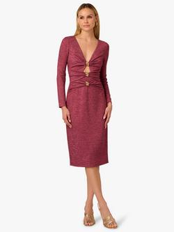 Adrianna By Adrianna Papell Metallic Knit Cocktail Dress, Crimson Haze, Crimson Haze