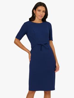 Adrianna Papell Mini Bow Front Sheath Dress, Navy Sateen, Navy