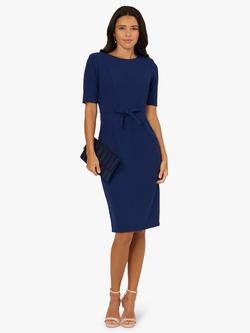 Adrianna Papell Mini Bow Front Sheath Dress, Navy Sateen - view 2, Navy