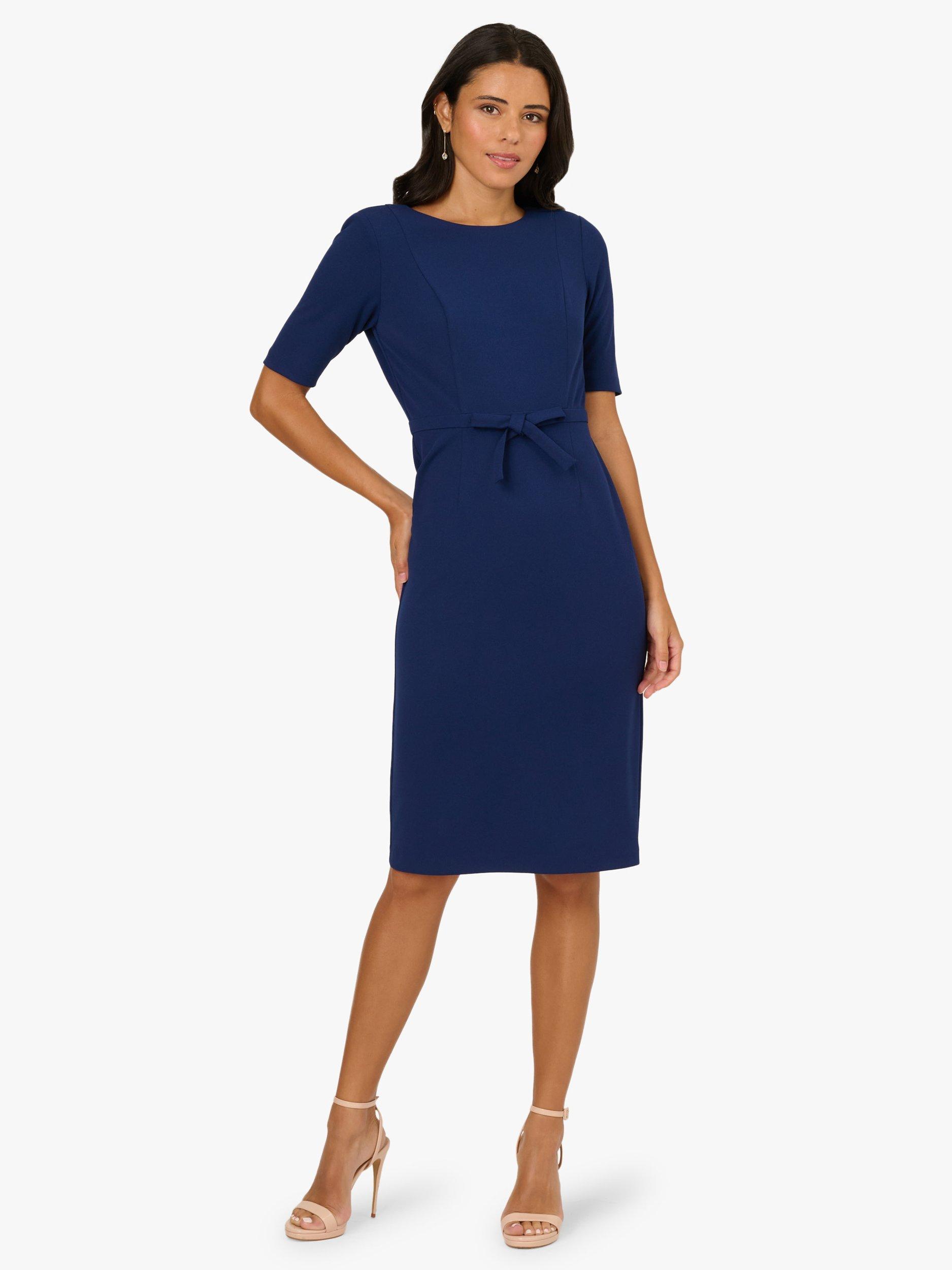 Adrianna Papell Mini Bow Front Sheath Dress, Navy Sateen