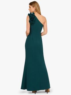 Adrianna Papell One Shoulder Asymmetric Neck Ruffle Maxi Dress, Hunter - view 2, Hunter