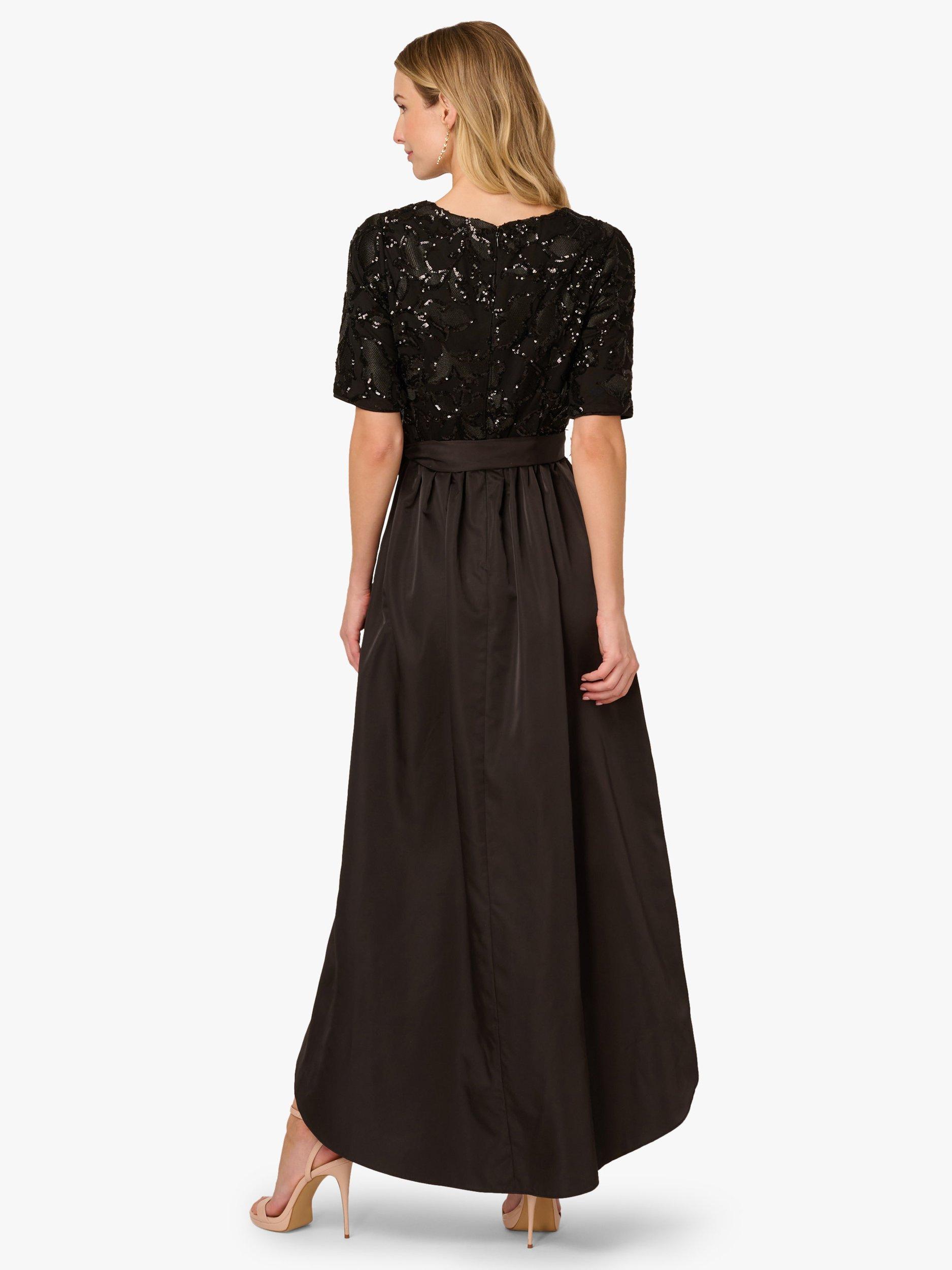 Adrianna Papell Studio Floral Sequin Sweetheart Neck Short Sleeve Midi Dress,  Black