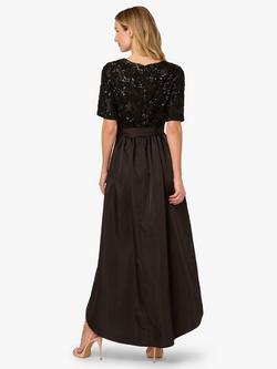 Adrianna Papell Studio Floral Sequin Sweetheart Neck Short Sleeve Midi Dress, Black - view 2, Black