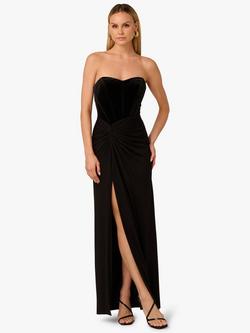 Adrianna By Adrianna Papell Velvet Low Back Sweetheart Neck Strapless Maxi Dress, Black, Black, Black