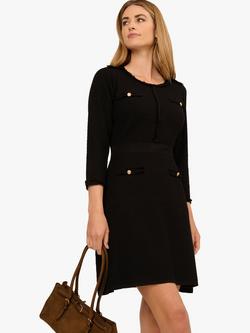 Adrianna Papell Three Quarter Sleeves Round Neck Mini Dress, Black