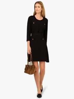 Adrianna Papell Three Quarter Sleeves Round Neck Mini Dress - view 2, Black