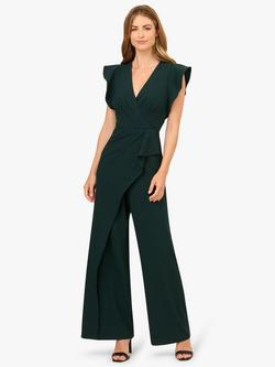 Adrianna Papell Crepe Overlay Jumpsuit, Dark Green, Dark Green