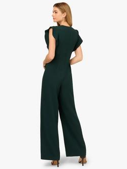 Adrianna Papell Crepe Overlay Jumpsuit, Dark Green - view 2, Dark Green
