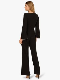 Adrianna Papell Split Sleeve Crepe Jumpsuit, Black - view 2, Black