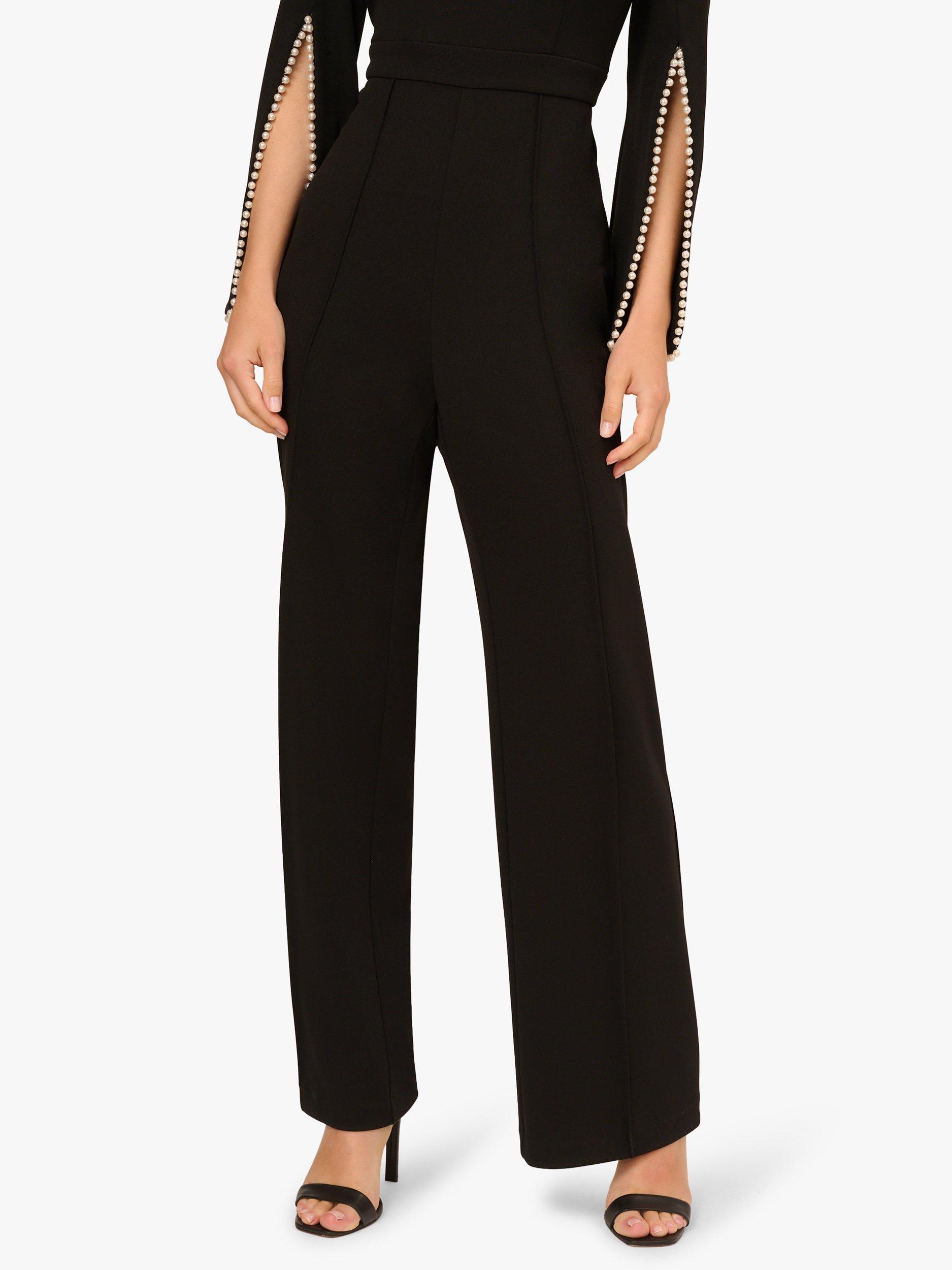 Product image 5 of 7, which shows Adrianna Papell Split Sleeve Crepe Jumpsuit, Black, 6