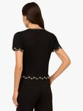 Adrianna Papell Crepe Embellished Short Sleeve Jumper, Black
