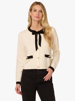 Adrianna Papell Contrast Trim Structured Cardigan, Ivory/Black, Ivory/Black