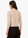 Adrianna Papell Frayed Waffle Crop Cardigan, Pebble