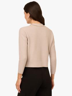 Adrianna Papell Frayed Waffle Crop Cardigan - view 2, Pebble