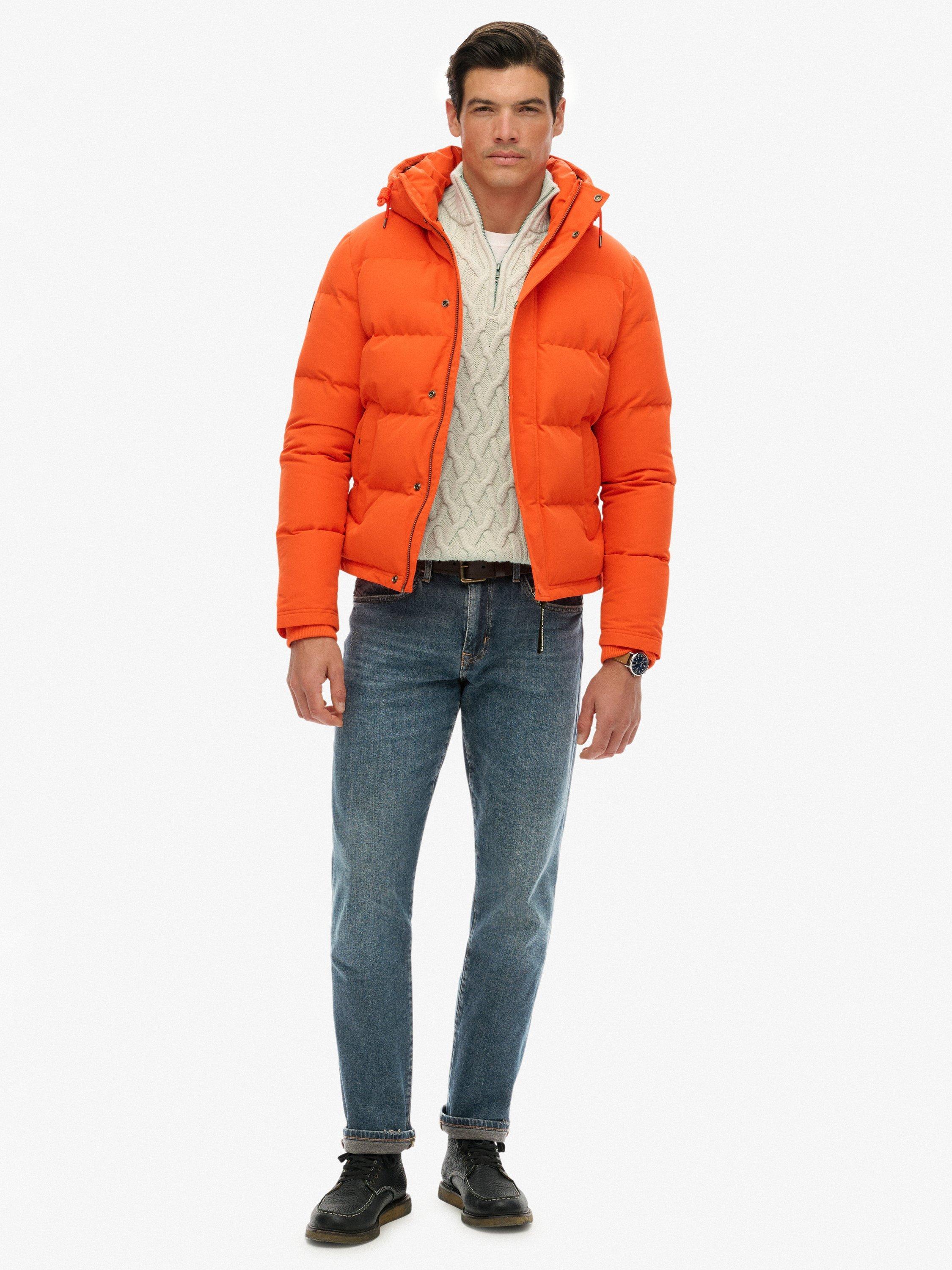 Product image 3 of 5, which shows Superdry Everest Short Hooded Puffer Jacket, Bold Orange, S