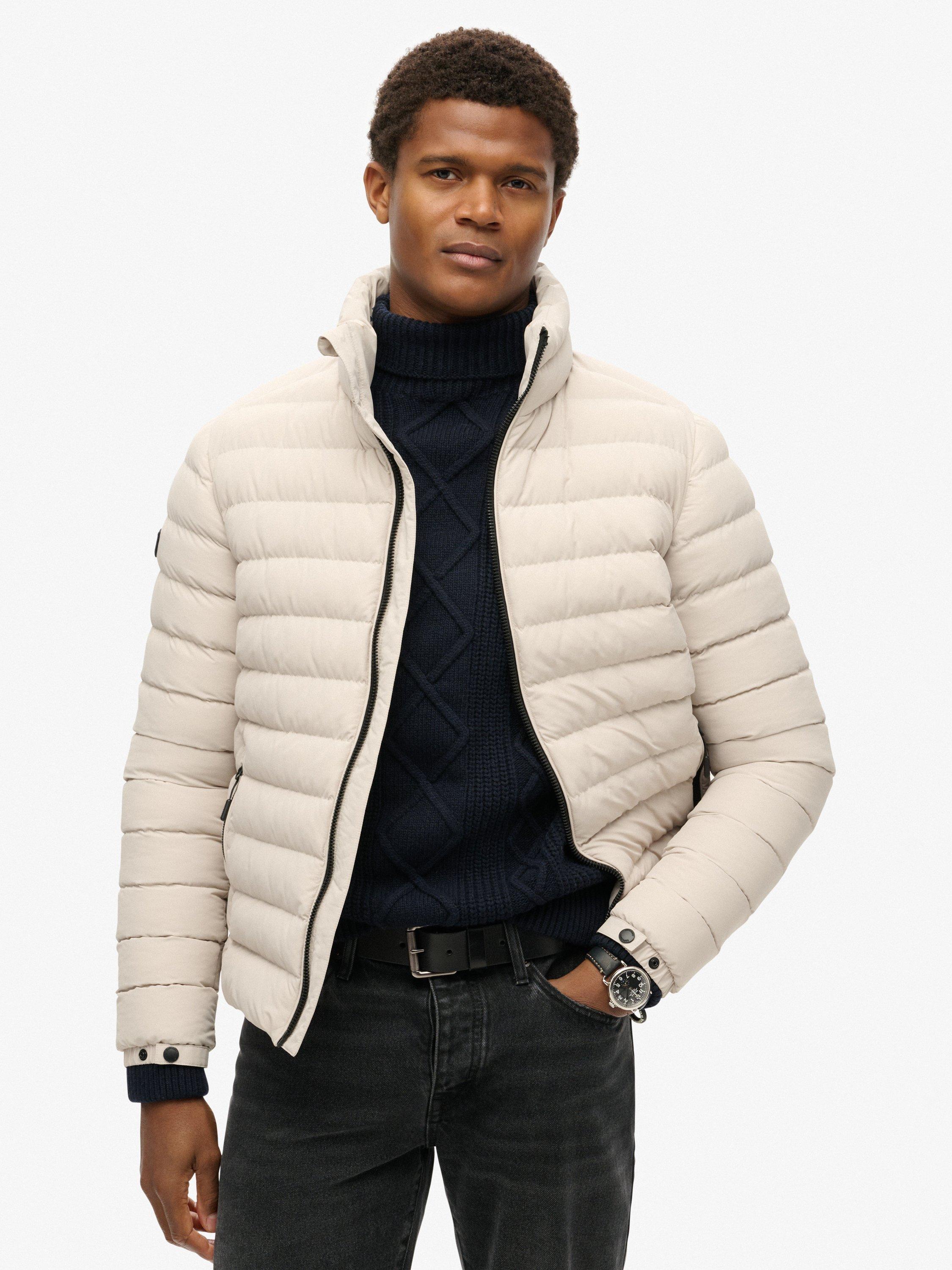 Product image 1 of 5, which shows Superdry High Neck Puffer Jacket, Chateau Gray, L