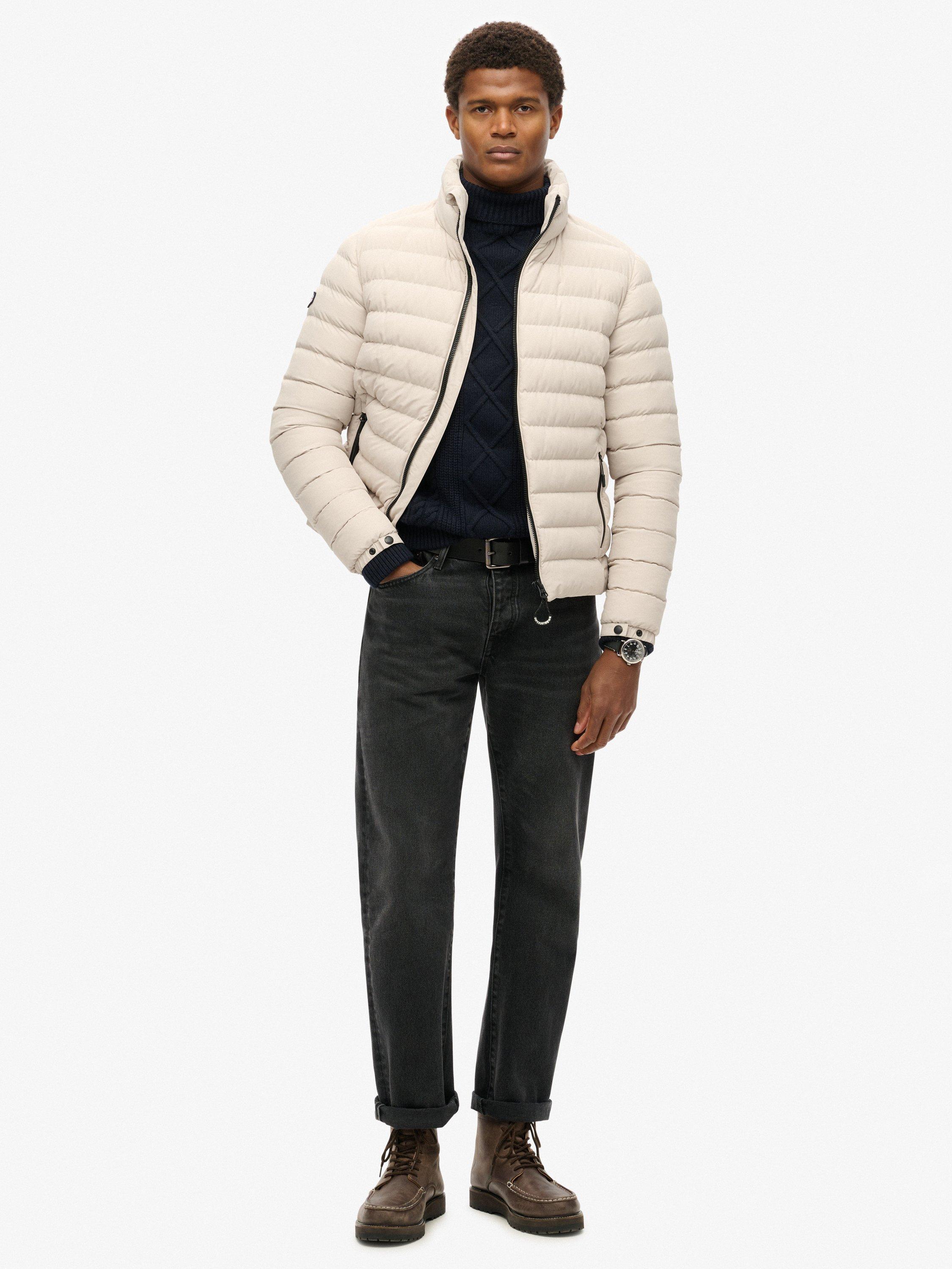 Product image 3 of 5, which shows Superdry High Neck Puffer Jacket, Chateau Gray, L