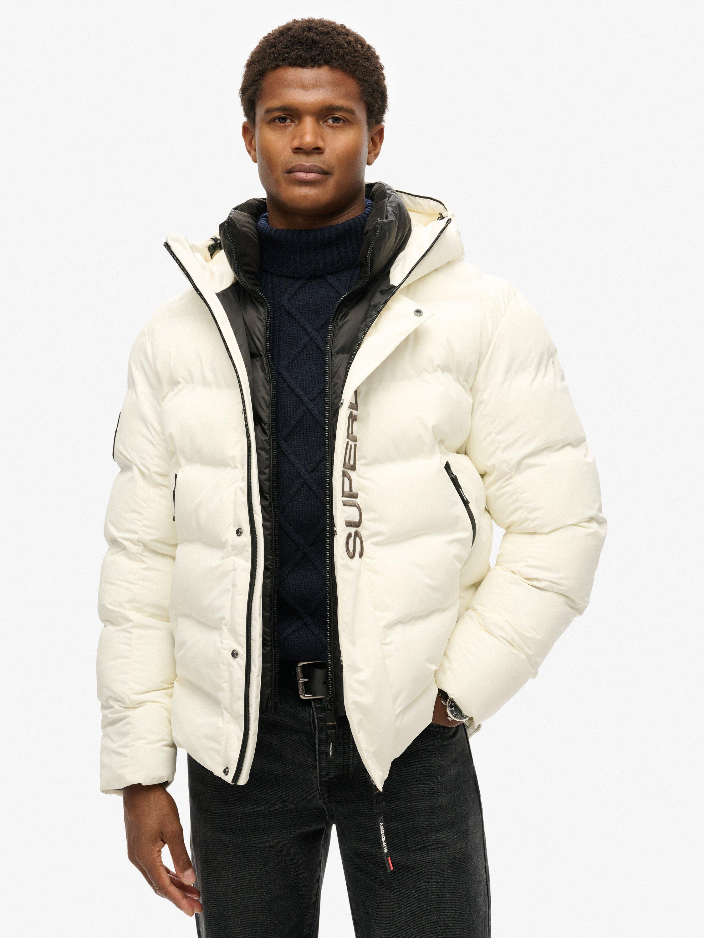 Product image 1 of 5, which shows Superdry Water Resistant Hooded Puffer Jacket, Off White, XL