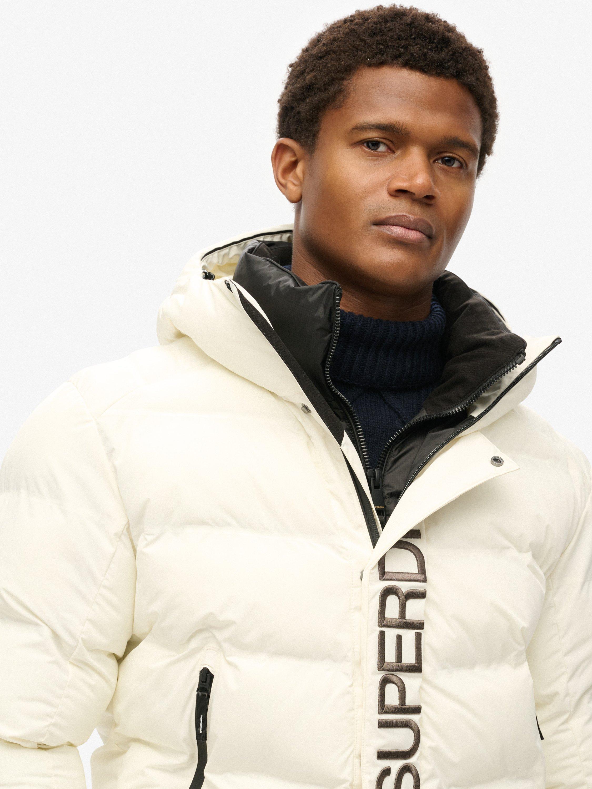 Product image 3 of 5, which shows Superdry Water Resistant Hooded Puffer Jacket, Off White, XL