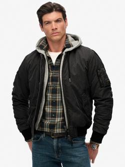 Superdry Military MA1 Bomber Jacket, Washed Black, Washed Black