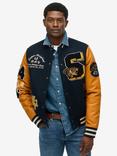 Superdry Vintage Patched Varsity Jacket, Eclipse Navy/Mustard