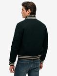 Superdry Varsity Monogram Wool Bomber Jacket, Green Wool