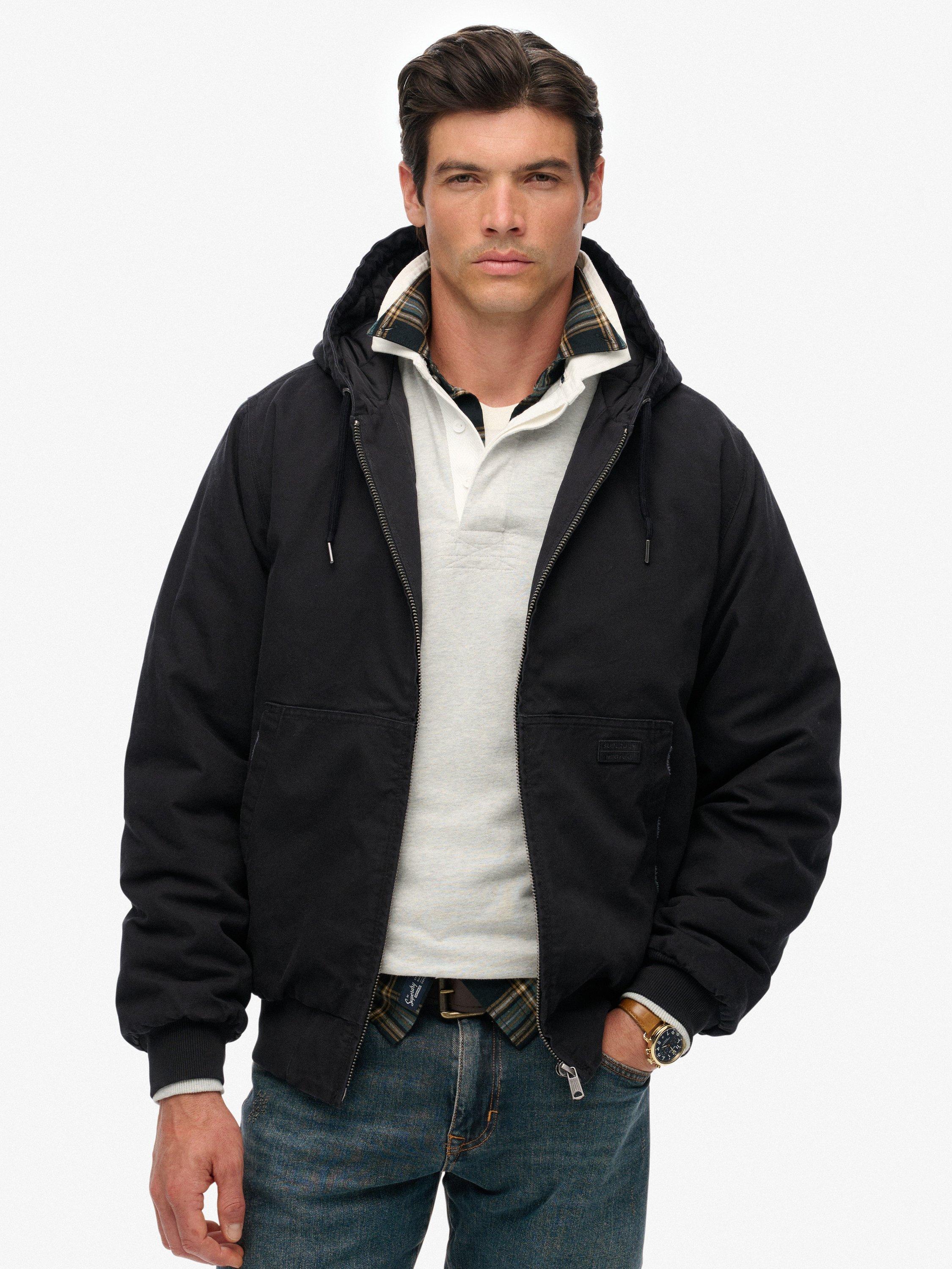 Product image 1 of 6, which shows Superdry Canvas Surplus Hooded Jacket, Jet Black, S