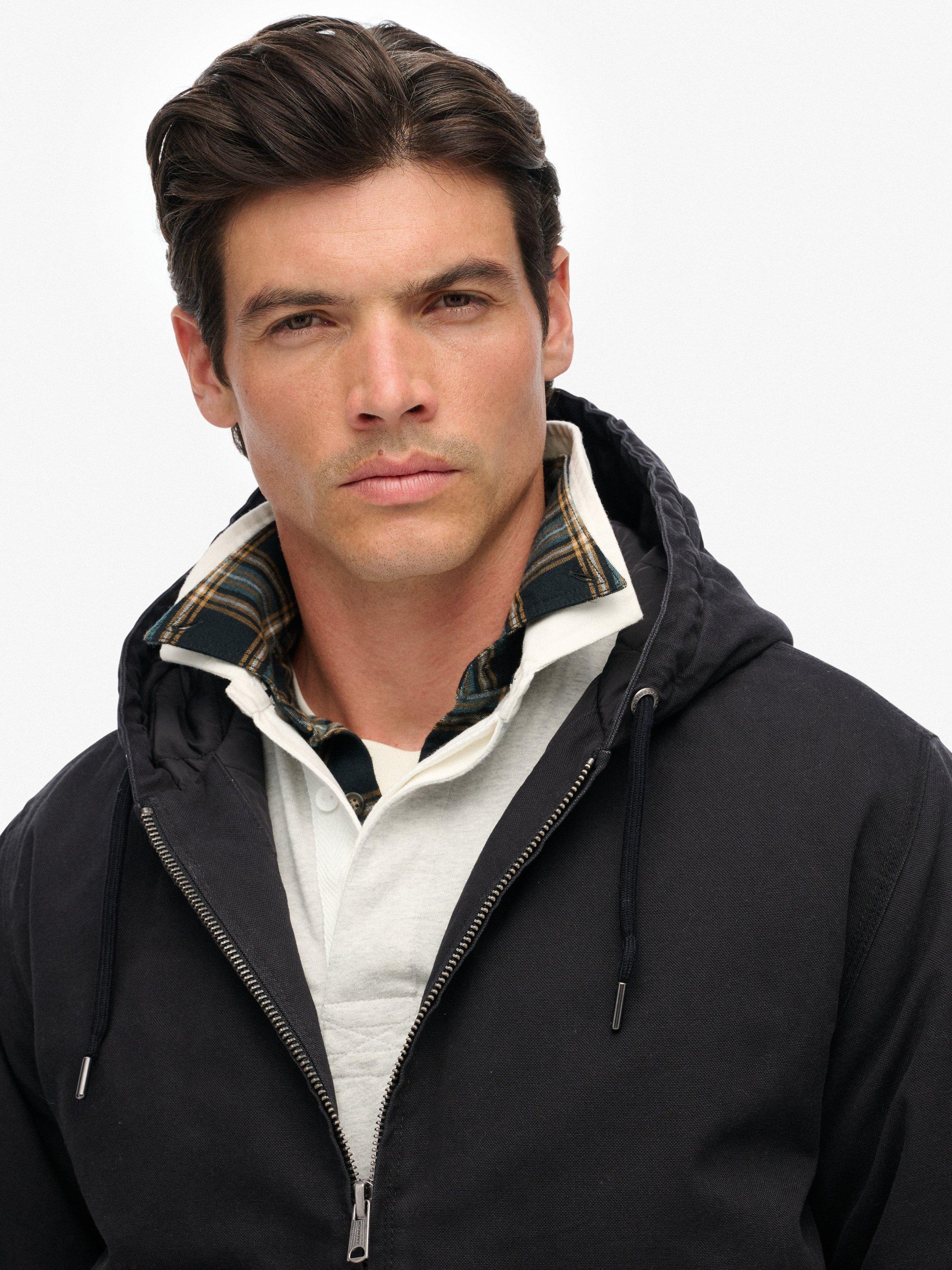 Product image 4 of 6, which shows Superdry Canvas Surplus Hooded Jacket, Jet Black, S