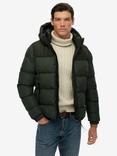 Superdry Colour Block Hooded Puffer Jacket, Slate Brown/Red