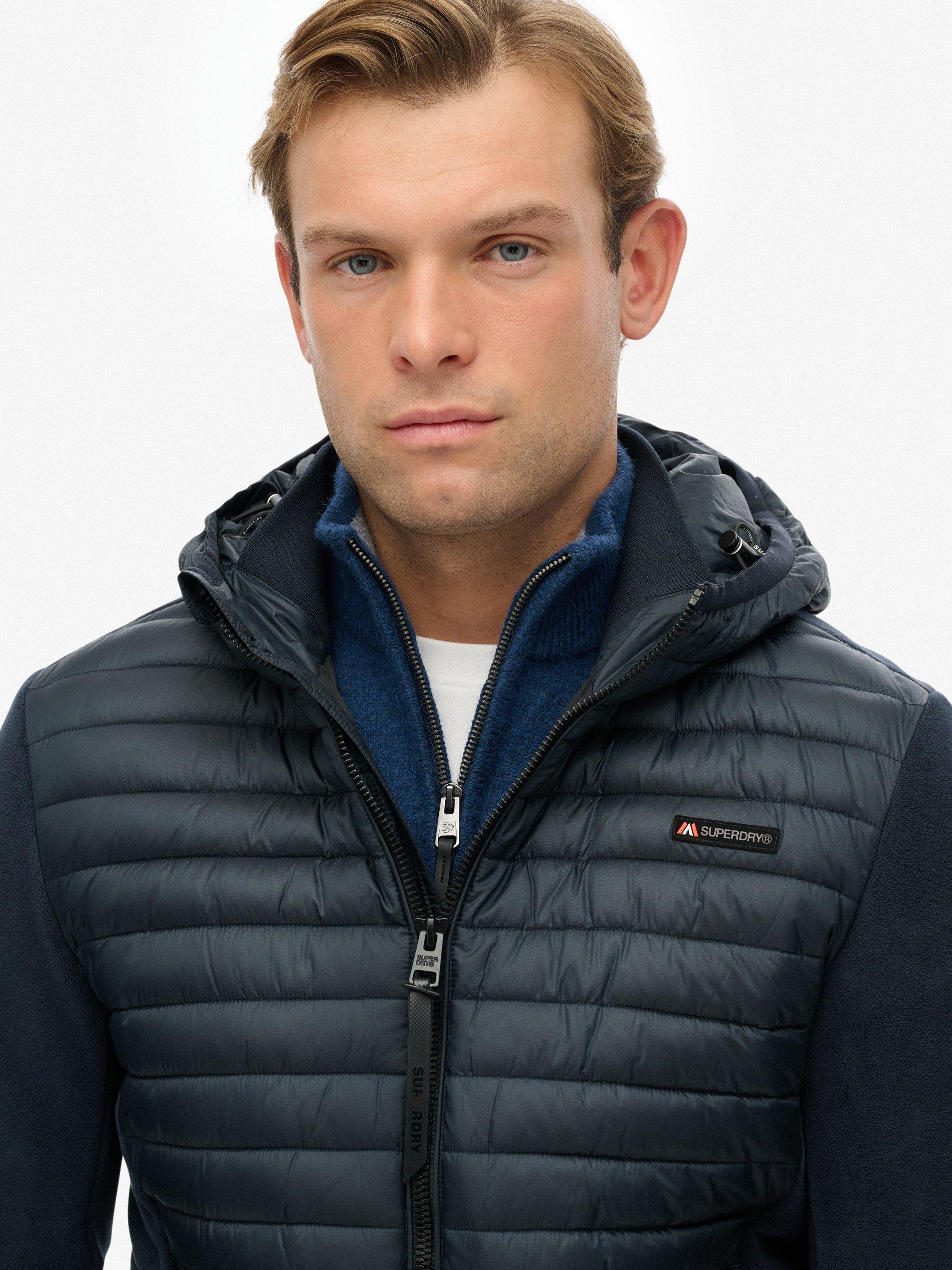 Product image 5 of 6, which shows Superdry Hooded Storm Fleece Hybrid Jacket, Eclipse Navy, XXXL