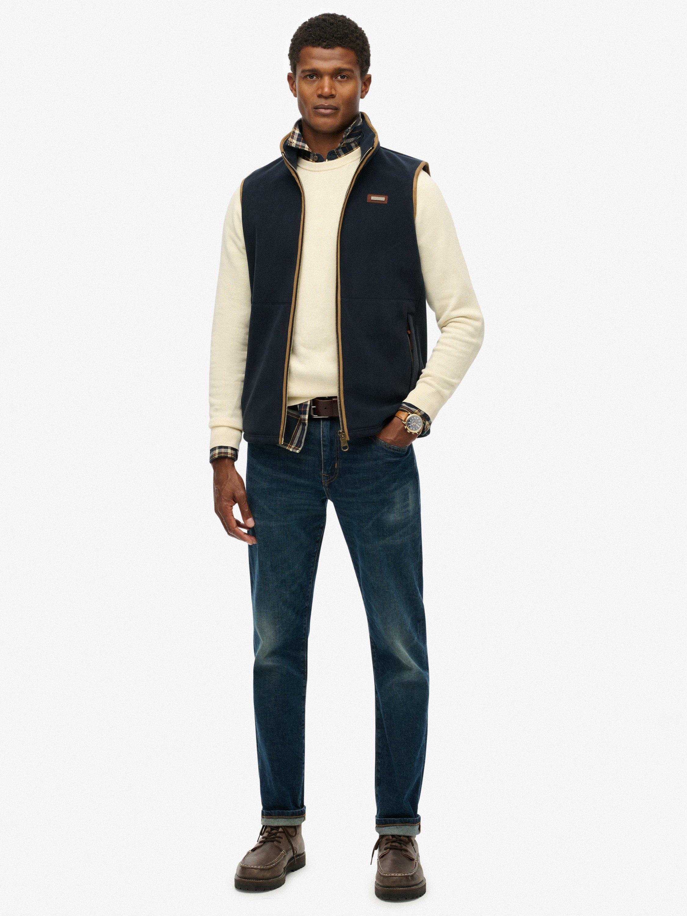 Product image 3 of 7, which shows Superdry Estate Fleece Gilet, Eclipse Navy, XXL