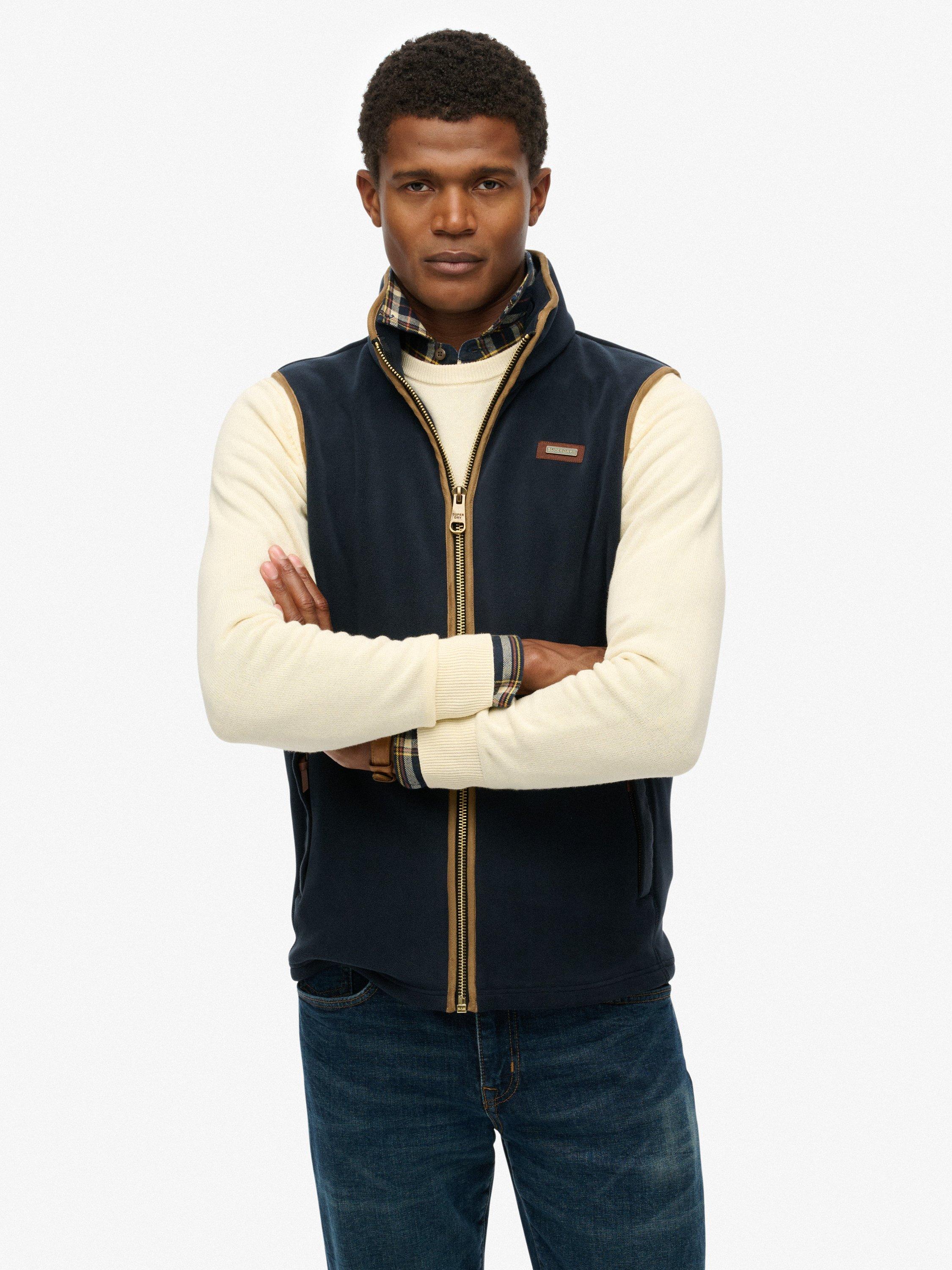 Product image 5 of 7, which shows Superdry Estate Fleece Gilet, Eclipse Navy, XXL