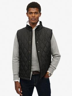 Superdry Quilted Estate Gilet, Meteorite Black, Meteorite Black