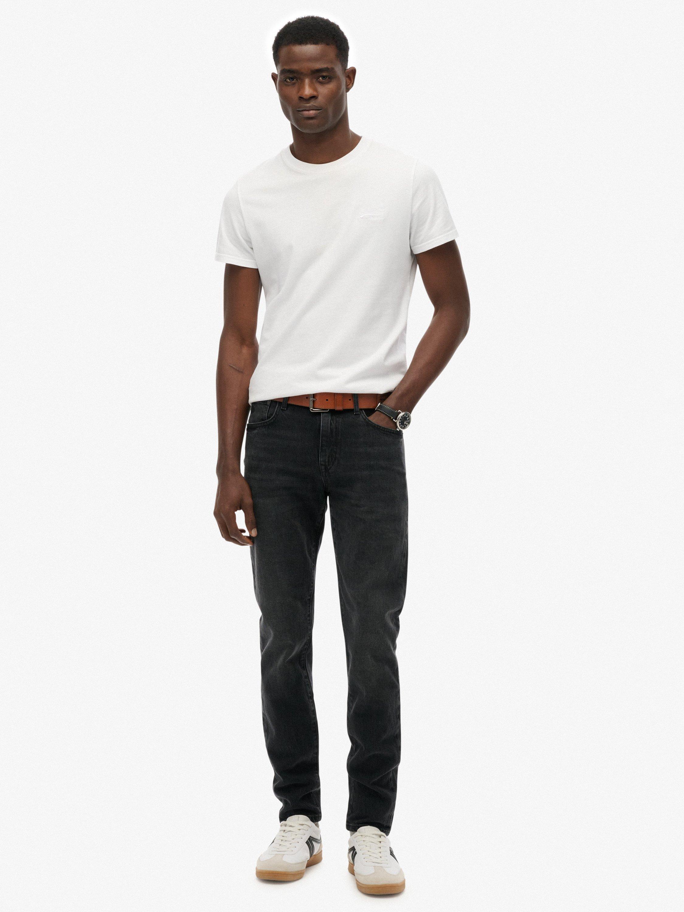 Product image 1 of 7, which shows Superdry Vintage Slim Jeans, Worn Black, W28/L32