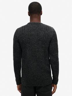 Superdry Crew Neck Textured Jumper - view 2, Charcoal Black Twist