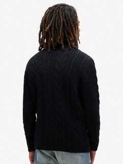 Superdry Crew Neck Cable Knit Jumper - view 2, Eclipse Navy